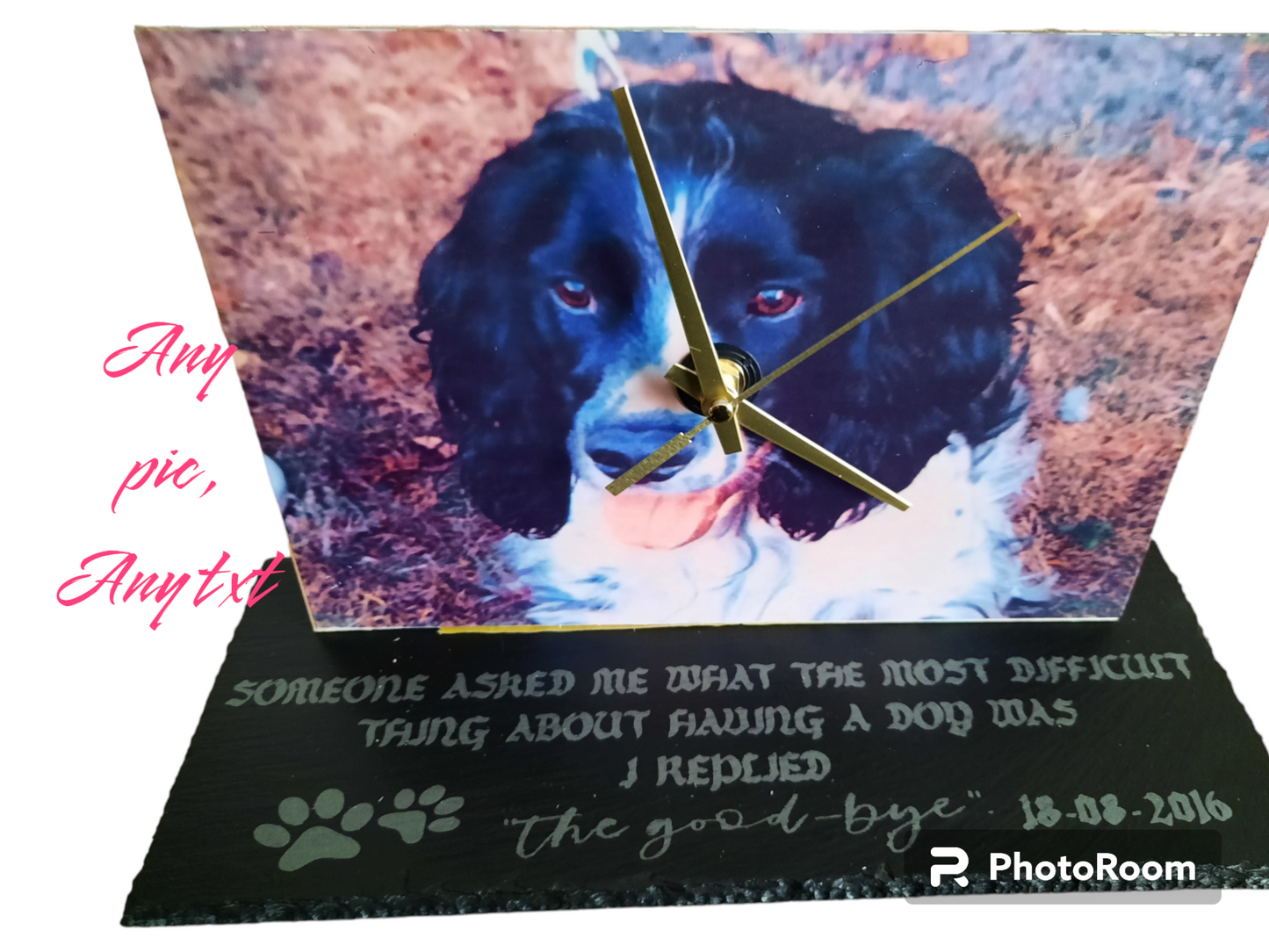 Personalised Clock On A Slate Plinth